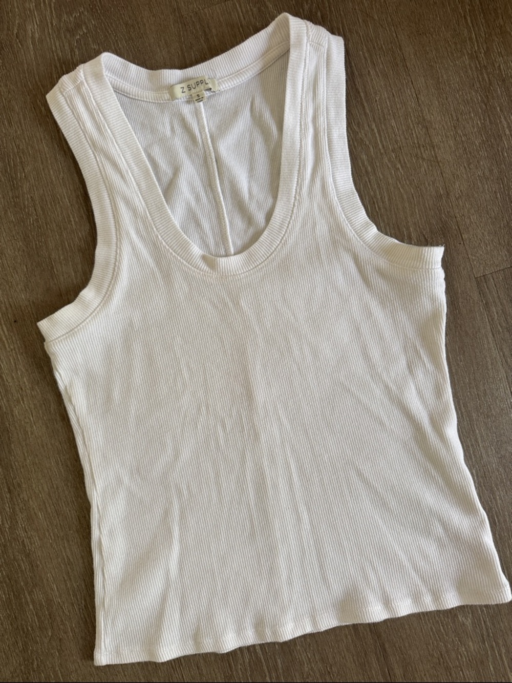 White Ribbed Tank Top